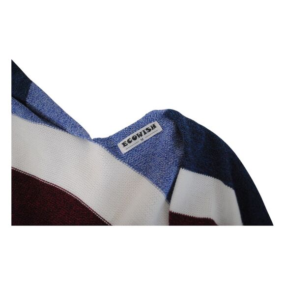 Women Ecowish  Striped Open Front Longline Tight Knit Cardigan Sweater  Size M - Picture 3 of 5